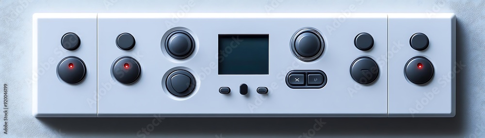 Futuristic Control Panel Illustration with Buttons and Screen Futuristic Control Panel Illustration with Buttons and Screen