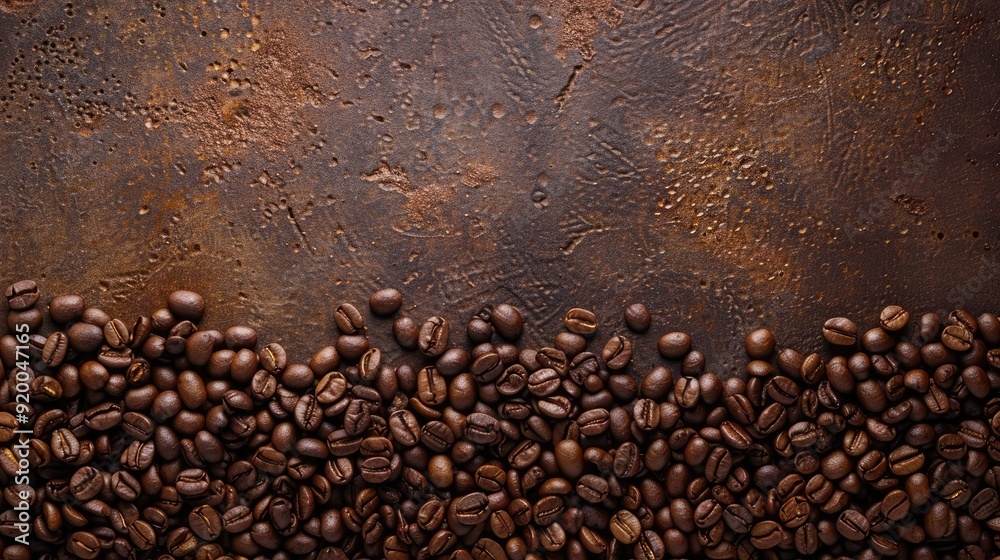 Top view of coffee beans on a lovely background with space for text. Top view of coffee beans on a lovely background with space for text.