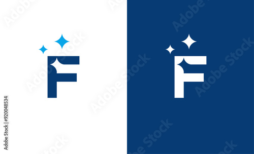 Letter F star or F cleaning or F shining logo concept vector icon