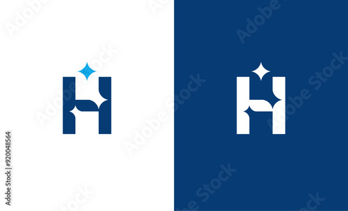 Letter H star or H cleaning or H shining logo concept vector icon