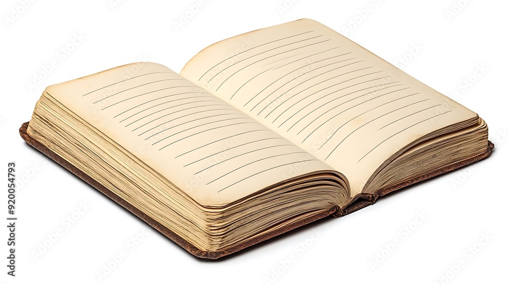 Open Old Book with Blank Pages Illustration Open Old Book with Blank Pages Illustration