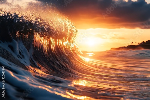 Golden Hour Wave Photography: A Dramatic Sunset Ocean Scene