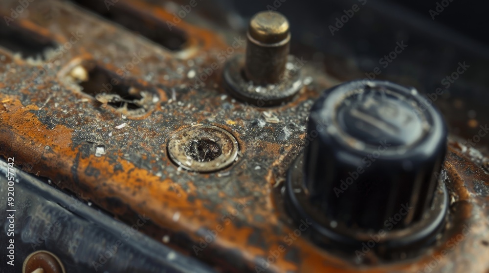 A macro shot of a power window control the plastic casing slightly scratched and the buttons worn from years of use. A macro shot of a power window control the plastic casing slightly scratched and the buttons worn from years of use.