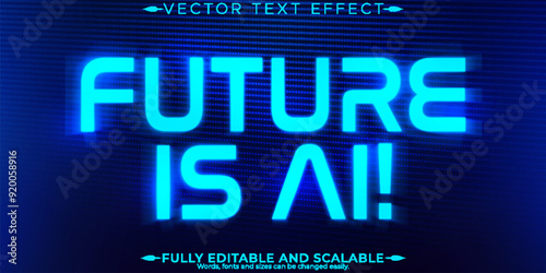 Artificial intelligence text effect, editable technology and science text style