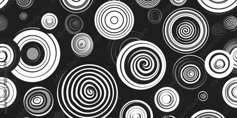 This is a captivating design that features concentric spirals rendered in black and white colors beautifully This is a captivating design that features concentric spirals rendered in black and white colors beautifully