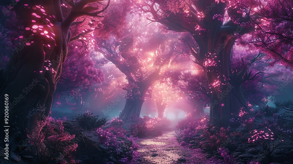 A beautiful landscape with a large tree in the foreground A beautiful landscape with a large tree in the foreground