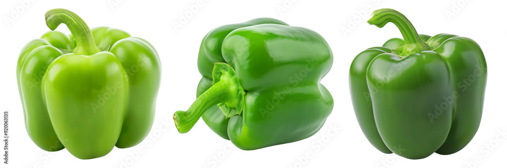 Fresh Green Bell Peppers on Transparent Background Fresh Green Bell Peppers on Transparent Background