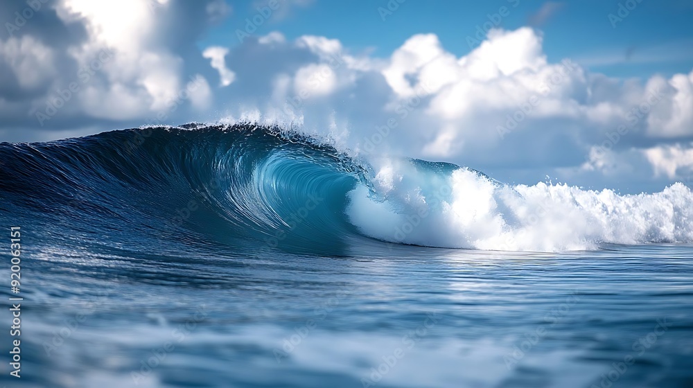 Ocean Wave Photography - Blue Water with White Foam and Clouds in Background Ocean Wave Photography - Blue Water with White Foam and Clouds in Background