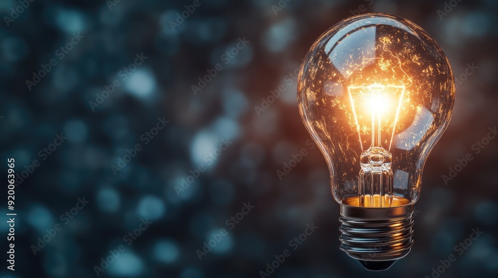 Light bulb glowing brightly, representing the idea of success. Ample space for text Light bulb glowing brightly, representing the idea of success. Ample space for text
