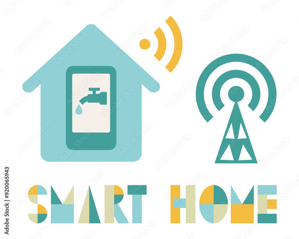 Smart home water control concept. Automation house with technology system. Flat design style vector illustration. Smart home water control concept. Automation house with technology system. Flat design style vector illustration.