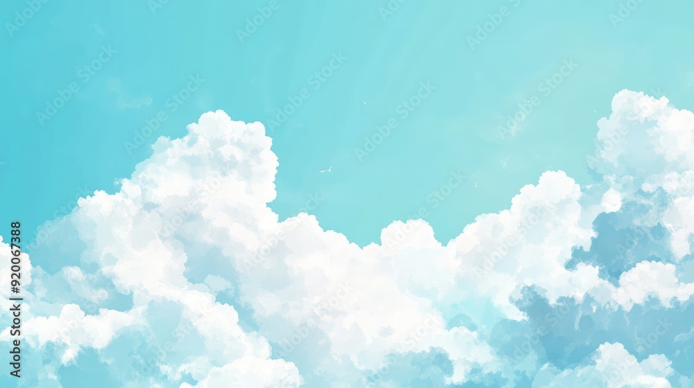 Sky blue background with fluffy white clouds, evoking a sense of tranquility and openness for peaceful designs. Sky blue background with fluffy white clouds, evoking a sense of tranquility and openness for peaceful designs.