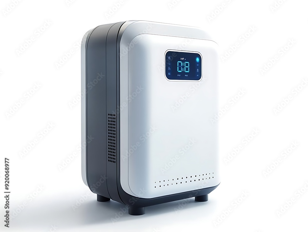 Modern White Air Purifier with Digital Display 3D Render Modern White Air Purifier with Digital Display 3D Render