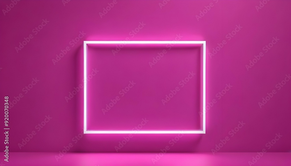 A thin white square frame floating slightly above a fuchsia pink background, with clear, crisp lines. A thin white square frame floating slightly above a fuchsia pink background, with clear, crisp lines.