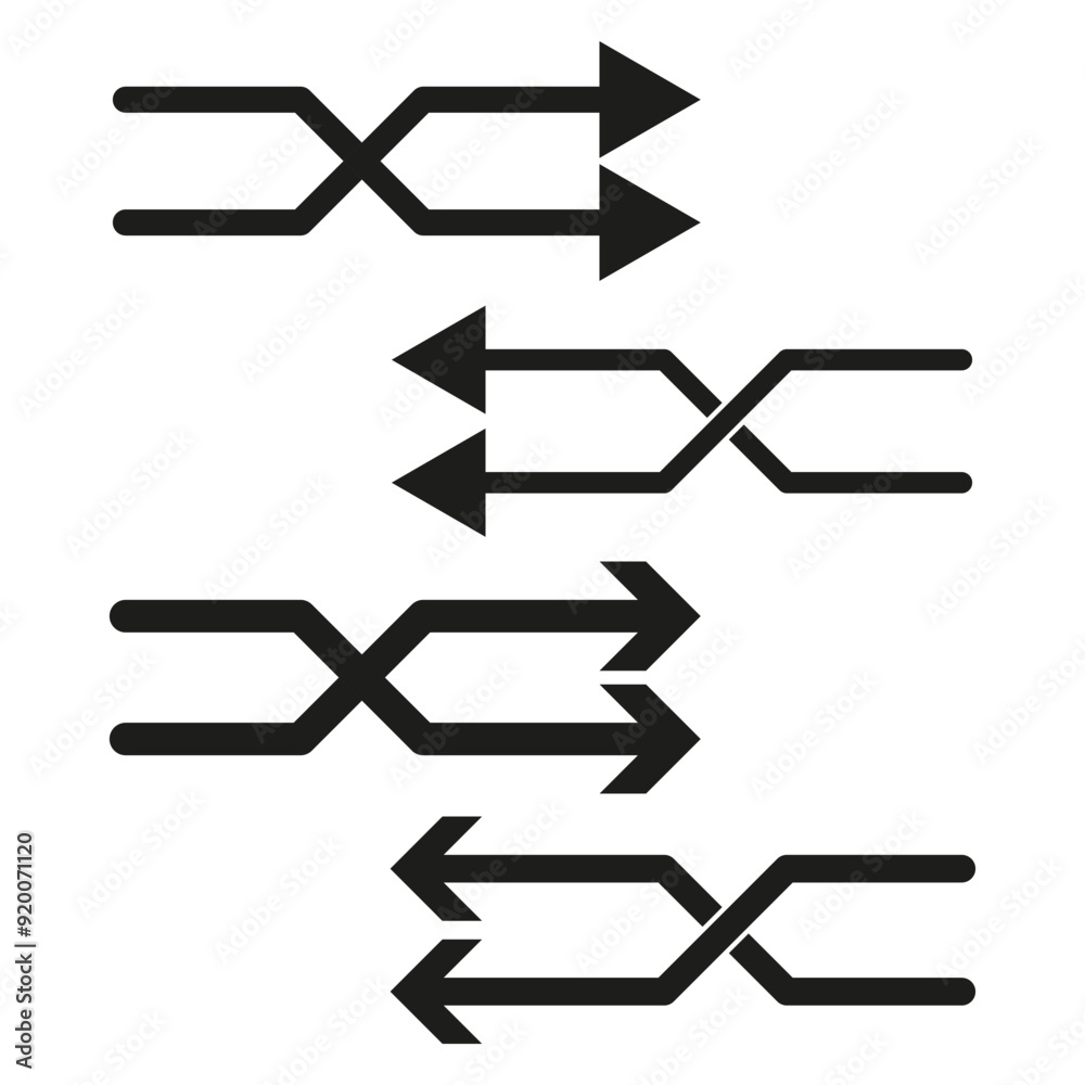 Arrow vector icons. Abstract direction symbols. Black and white. Minimalist design.