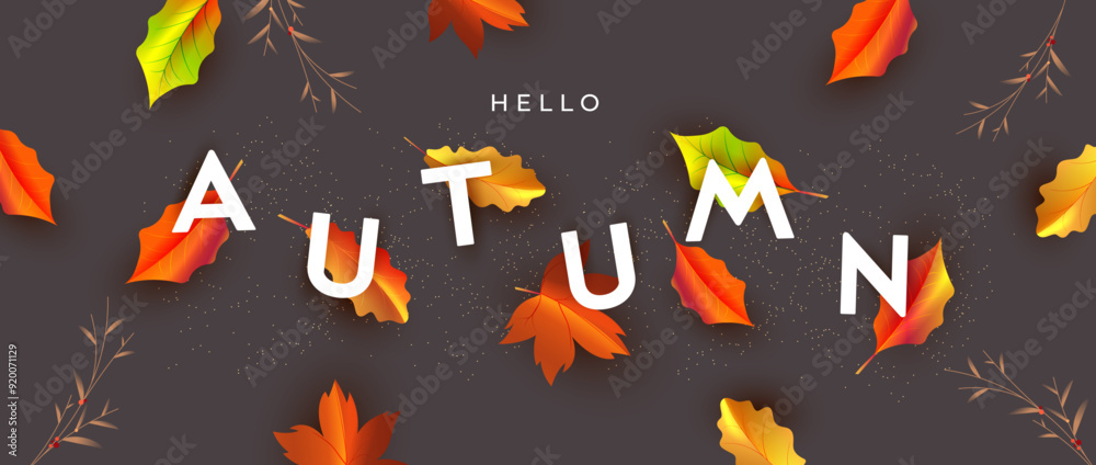 Autumn poster or cover. Modern autumn design with autumn leaves and typography. Trendy fall template for background, sale banner, flyer, advertising, web, social media, marketing material. Autumn poster or cover. Modern autumn design with autumn leaves and typography. Trendy fall template for background, sale banner, flyer, advertising, web, social media, marketing material.
