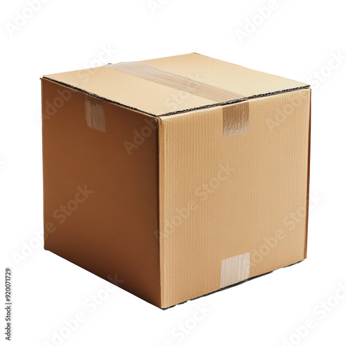 PNG Brown cardboard box stacked in a warehouse setting during daylight hours