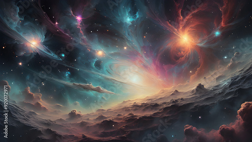 view of planets in space with clouds