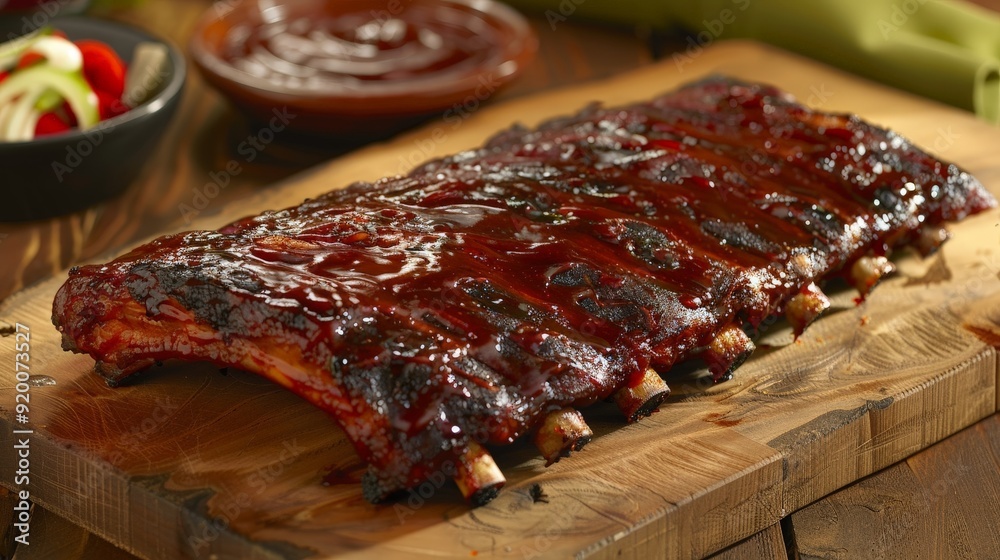 Savoring the tangy sweetness of barbecue ribs, slow-cooked and slathered in smoky sauce. Savoring the tangy sweetness of barbecue ribs, slow-cooked and slathered in smoky sauce.