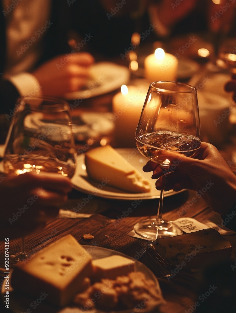 Naklejka premium The culture of drinking wine while eating, Ai generated