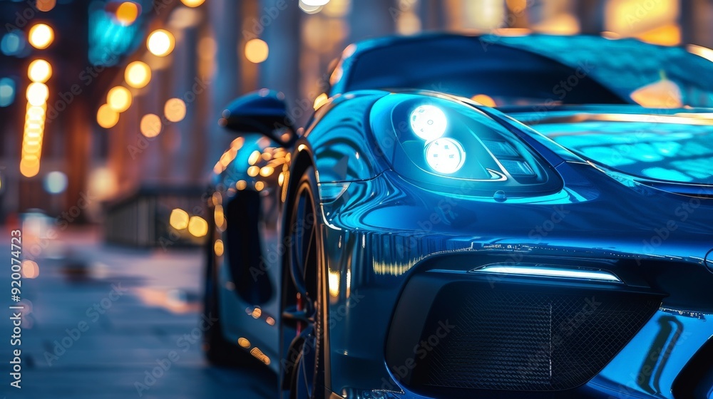 The aggressive front end of a sports car, with its bold grille and sharp headlights, exudes power and speed, making a striking impression. The aggressive front end of a sports car, with its bold grille and sharp headlights, exudes power and speed, making a striking impression.