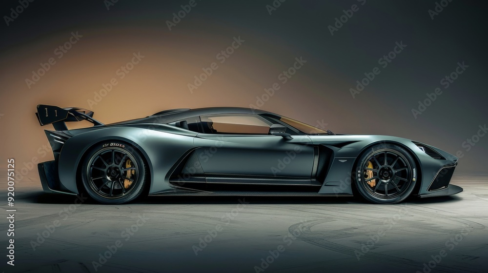 The side view of a high-performance sports car, with its low stance and aerodynamic design. Built for speed and precision. The side view of a high-performance sports car, with its low stance and aerodynamic design. Built for speed and precision.