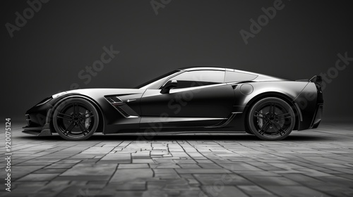 The side view of a high-performance sports car, with its low stance and aerodynamic design. Built for speed and precision.