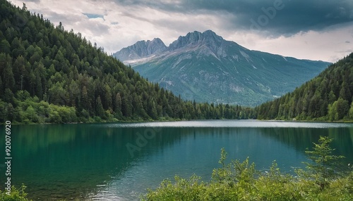 Scenic view of lake and mountains against sky 10