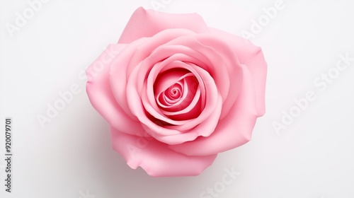 Elegant Pink Rose Flower in Full Bloom on White Background - Stunning Close-Up Photograph of a Delicate Pink Rose