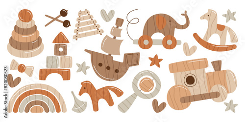 Eco craft wooden toys set children development and educational games at home or kindergarten