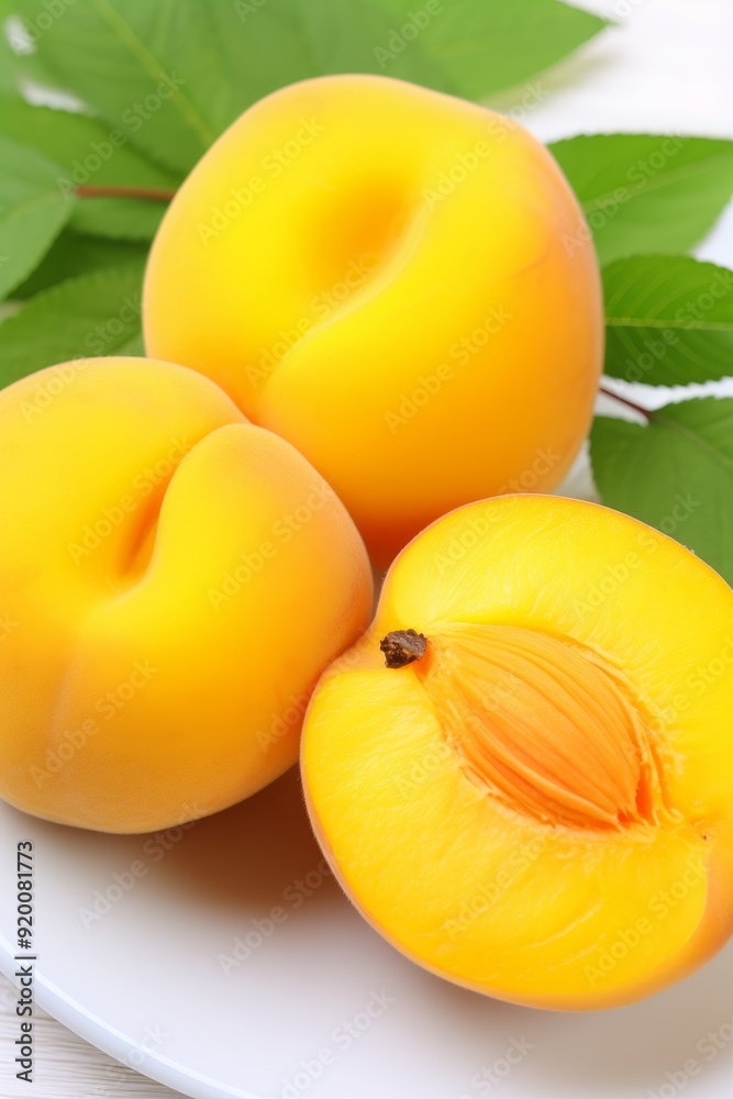 Fresh plums and apples elegantly arranged on a white plate for a delightful presentation