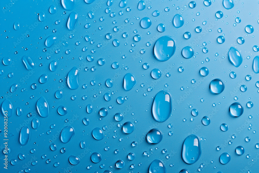 Water drops on blue background. Rain drops on glossy window glass. Water drops on blue background. Rain drops on glossy window glass.