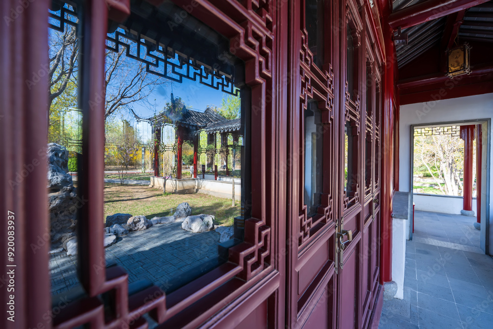 Ancient Chinese buildings in spring,jiangnan pavilions Ancient Chinese buildings in spring,jiangnan pavilions