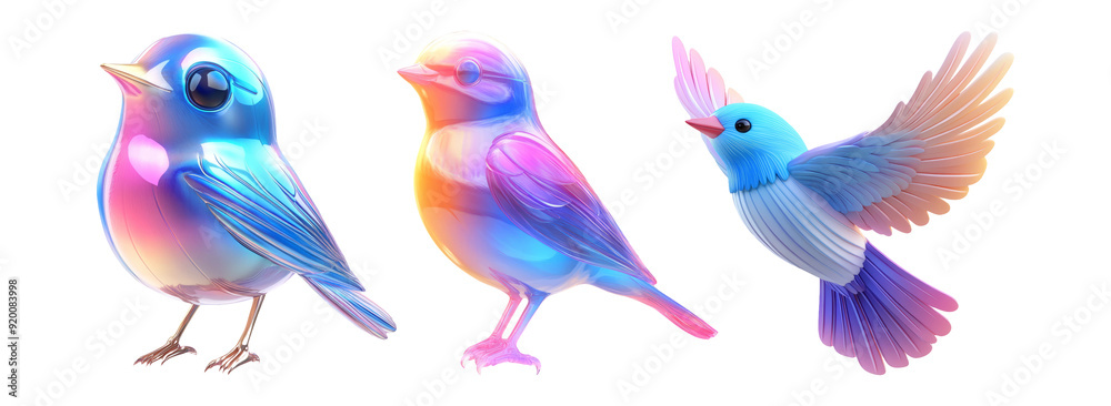 Obraz premium Vibrant Birds Set Isolated on Transparent Background