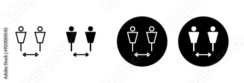 Social distancing icon vector isolated on white background. Keep distance sign. Coronavirus. Social Distancing and Self Quarantine.