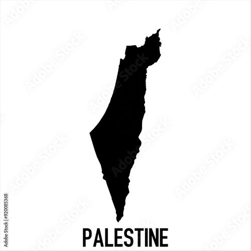 Palestine Map - black World Map International vector template with High detailed isolated on white background - Vector