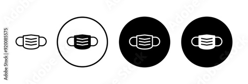 Mask icon vector isolated on white background. Man face with mask icon. Safety breathing masks. Industrial safety N95 mask. Medical mask vector icon.