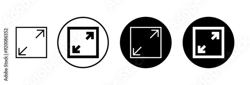 Fullscreen Icon vector isolated on white background. Expand to full screen icon. Fullscreen sign icon. Arrows symbol