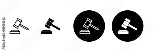 Gavel icon vector isolated on white background. Hammer icon vector. Judge Gavel Auction Icon Vector. Bid