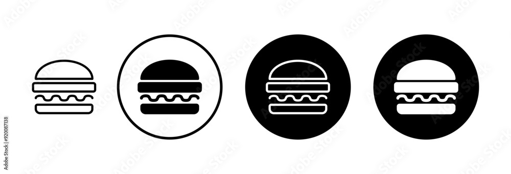 Hamburger icon vector isolated on white background. Burger and hamburger icon. Fast food vector icon Hamburger icon vector isolated on white background. Burger and hamburger icon. Fast food vector icon