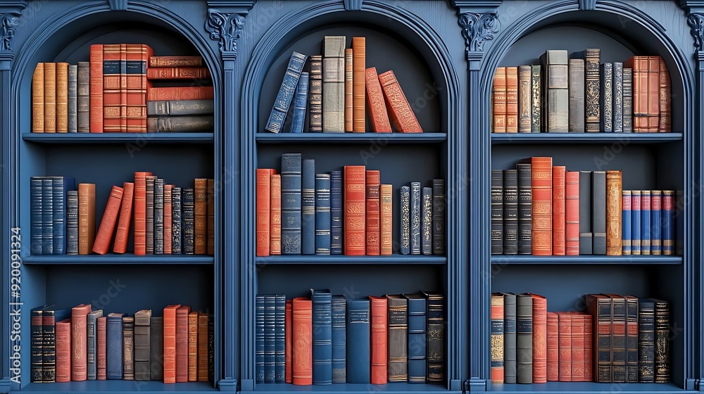 custom made wallpaper toronto digitalClassic Bookshelf with Vintage Books Illustration