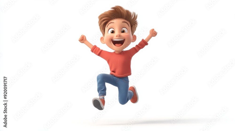 3d boy jumping for joy 3d rendring isolated on white background. Generative AI. 3d boy. Illustrations 3d boy jumping for joy 3d rendring isolated on white background. Generative AI. 3d boy. Illustrations