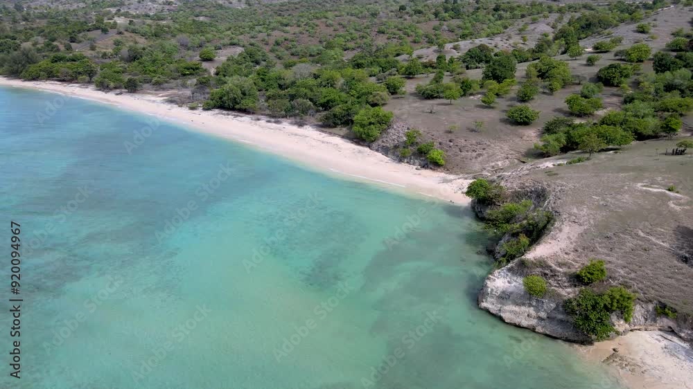 Aerial view the seaside views with long beach and scenic sea water