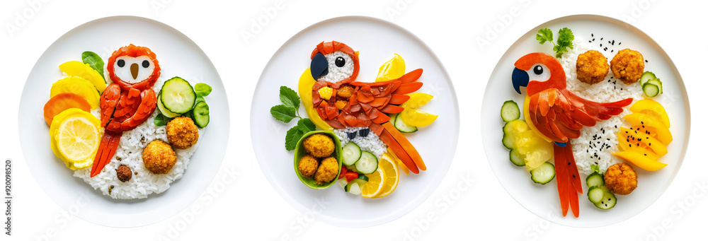 Healthy food bento for kids, animal bird shape isolated transparent Healthy food bento for kids, animal bird shape isolated transparent