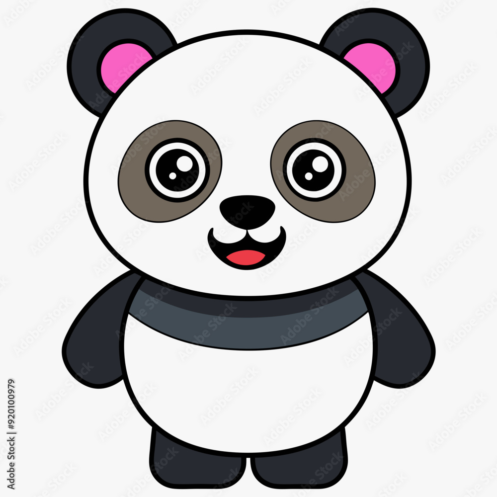 panda isolated on white, panda vector illustration, animal vector art, panda silhouette, beer vector icon, animales line art, eps