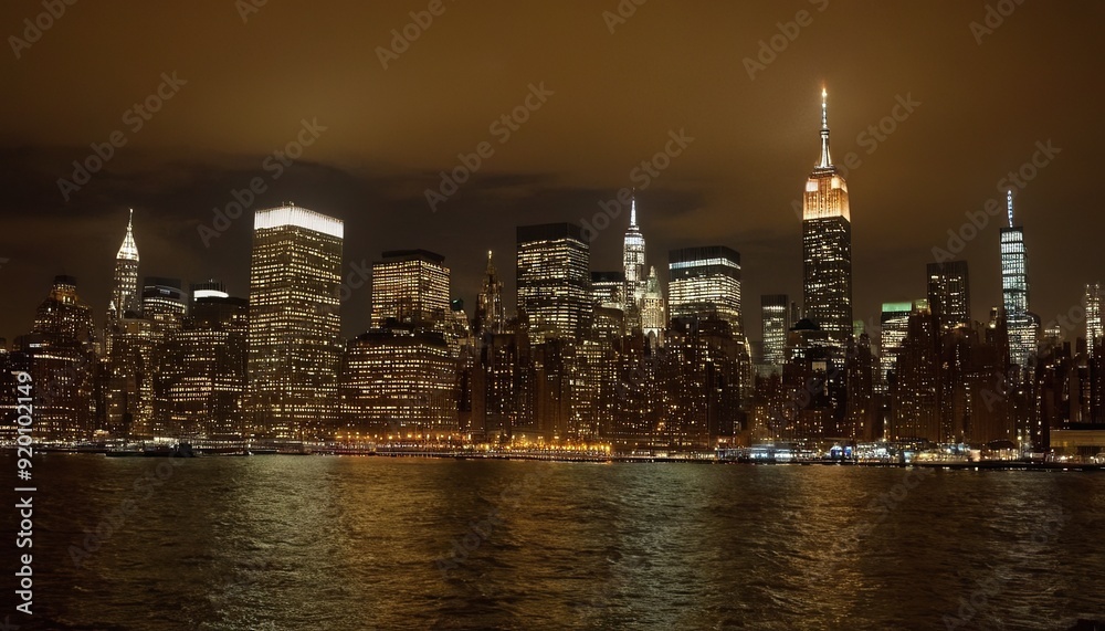 Obraz premium Lower Manhattan skyline, New York skyline at night 5