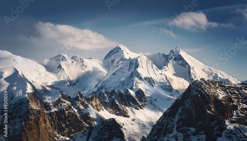 Beautiful mountain with snow peaks. Wallpaper