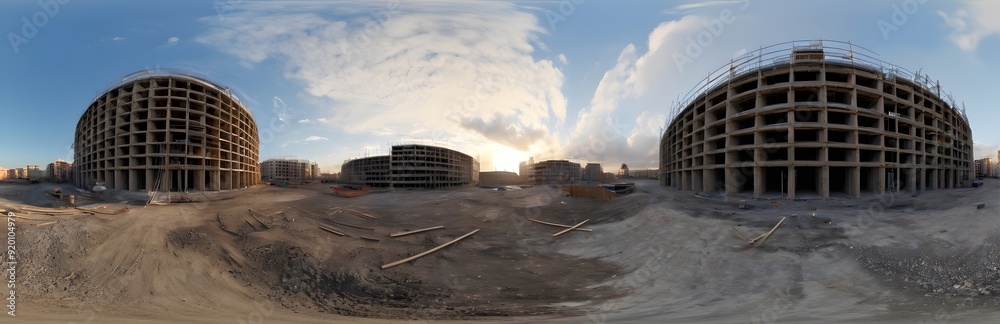 Fototapeta premium 360 degree construction site. HDRI spherical panorama.