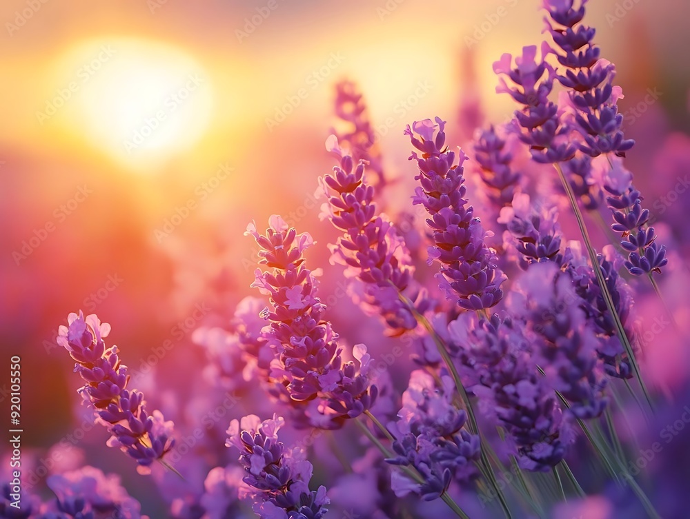 Purple Lavender Flowers in a Field at Sunset - Photo Purple Lavender Flowers in a Field at Sunset - Photo