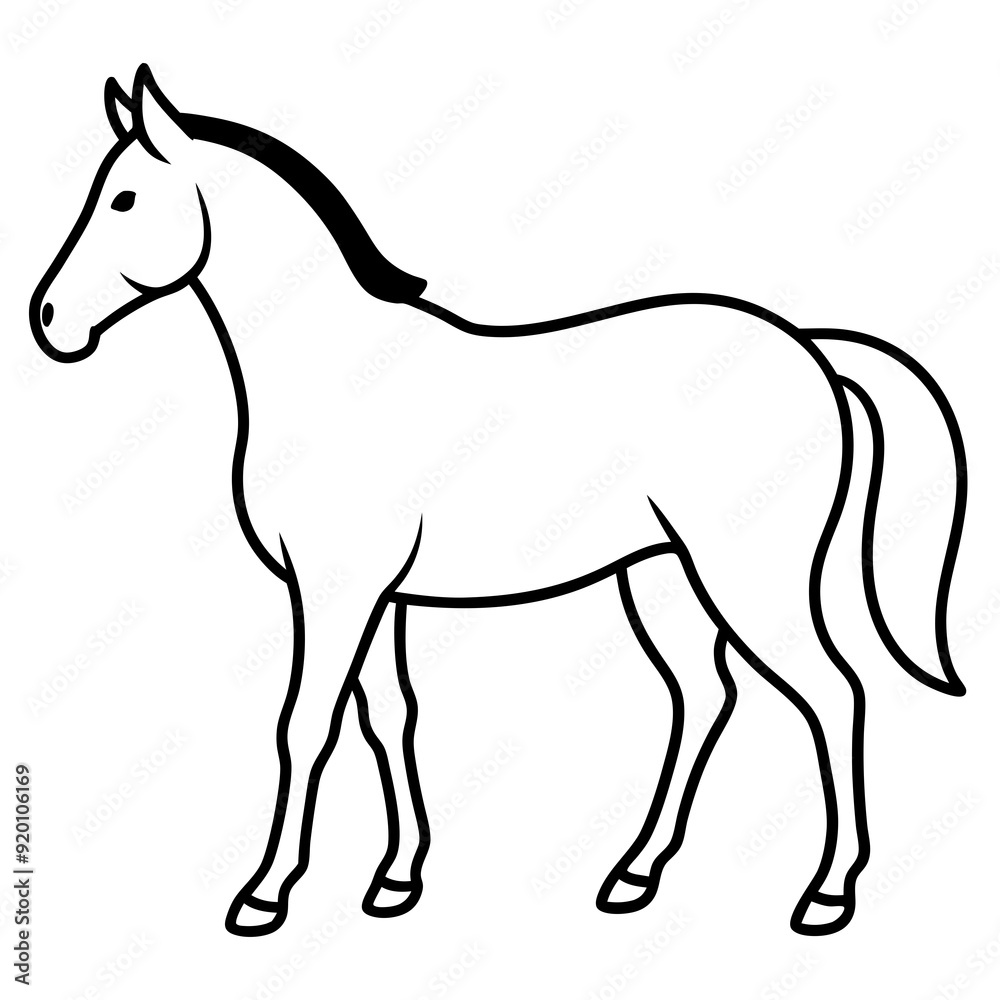 Horse isolated on white, horse vector illustration, animal vector art, horse silhouette, pet vector icon, horses cartoon line art, eps Horse isolated on white, horse vector illustration, animal vector art, horse silhouette, pet vector icon, horses cartoon line art, eps
