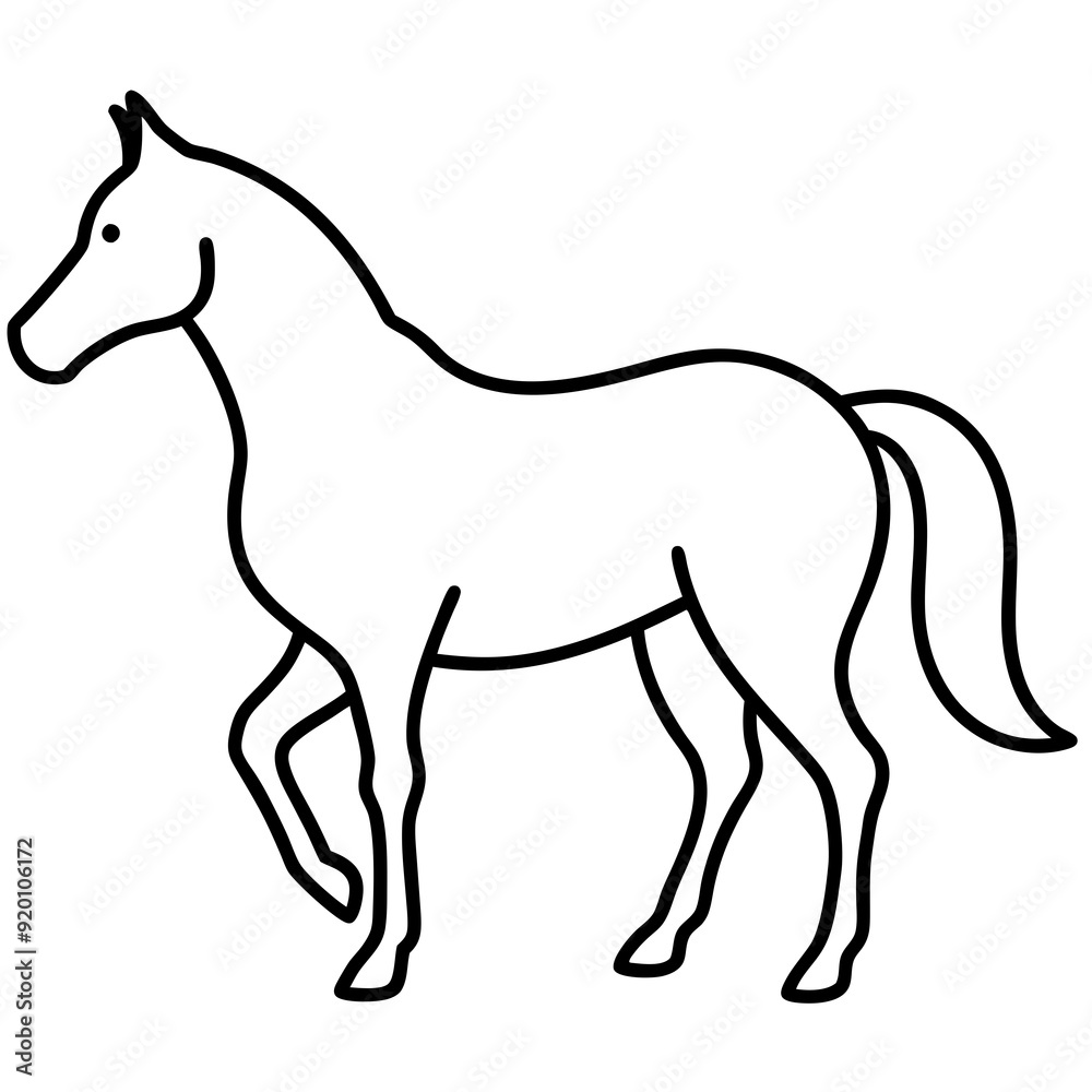 Horse isolated on white, horse vector illustration, animal vector art, horse silhouette, pet vector icon, horses cartoon line art, eps Horse isolated on white, horse vector illustration, animal vector art, horse silhouette, pet vector icon, horses cartoon line art, eps